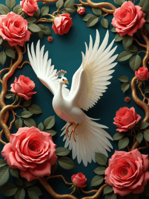 White peacock 90 x 115