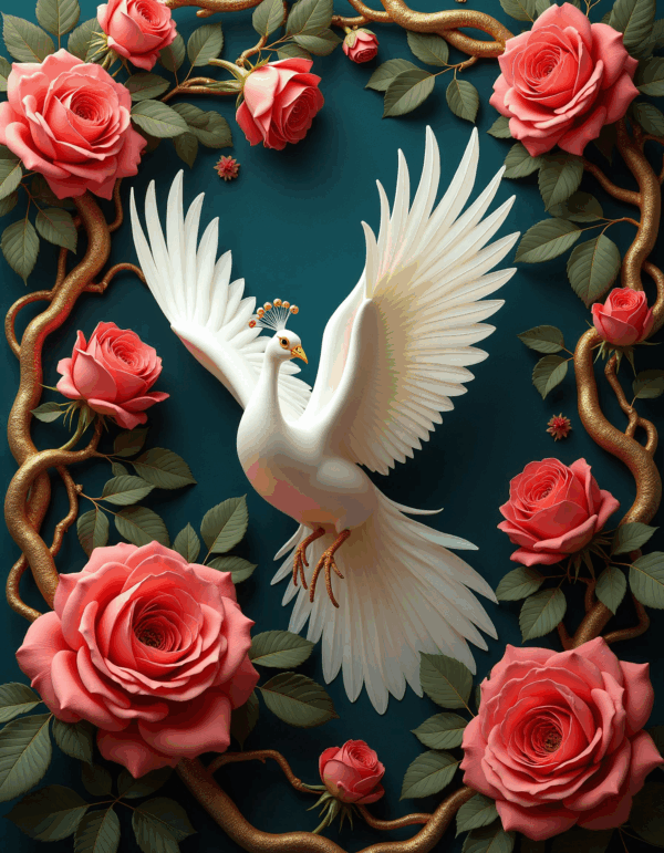 White peacock 90 x 115