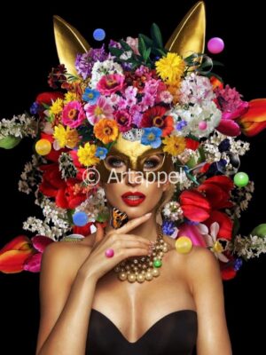 Golden girl with flowers 100 x 120