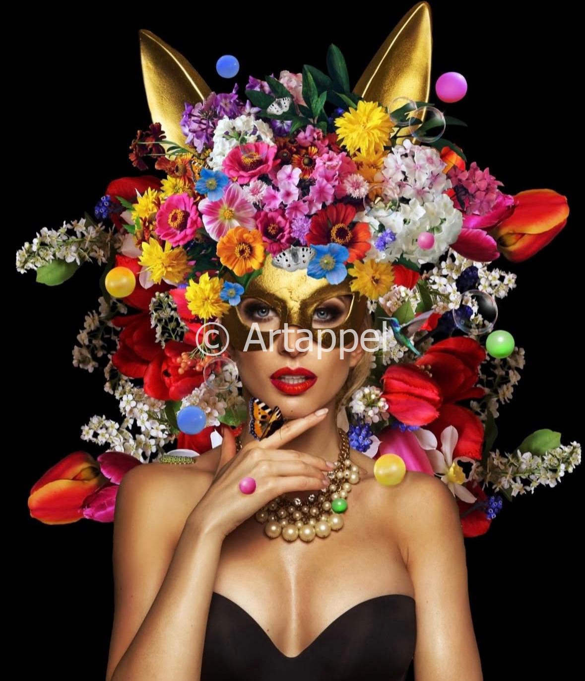 Golden girl with flowers